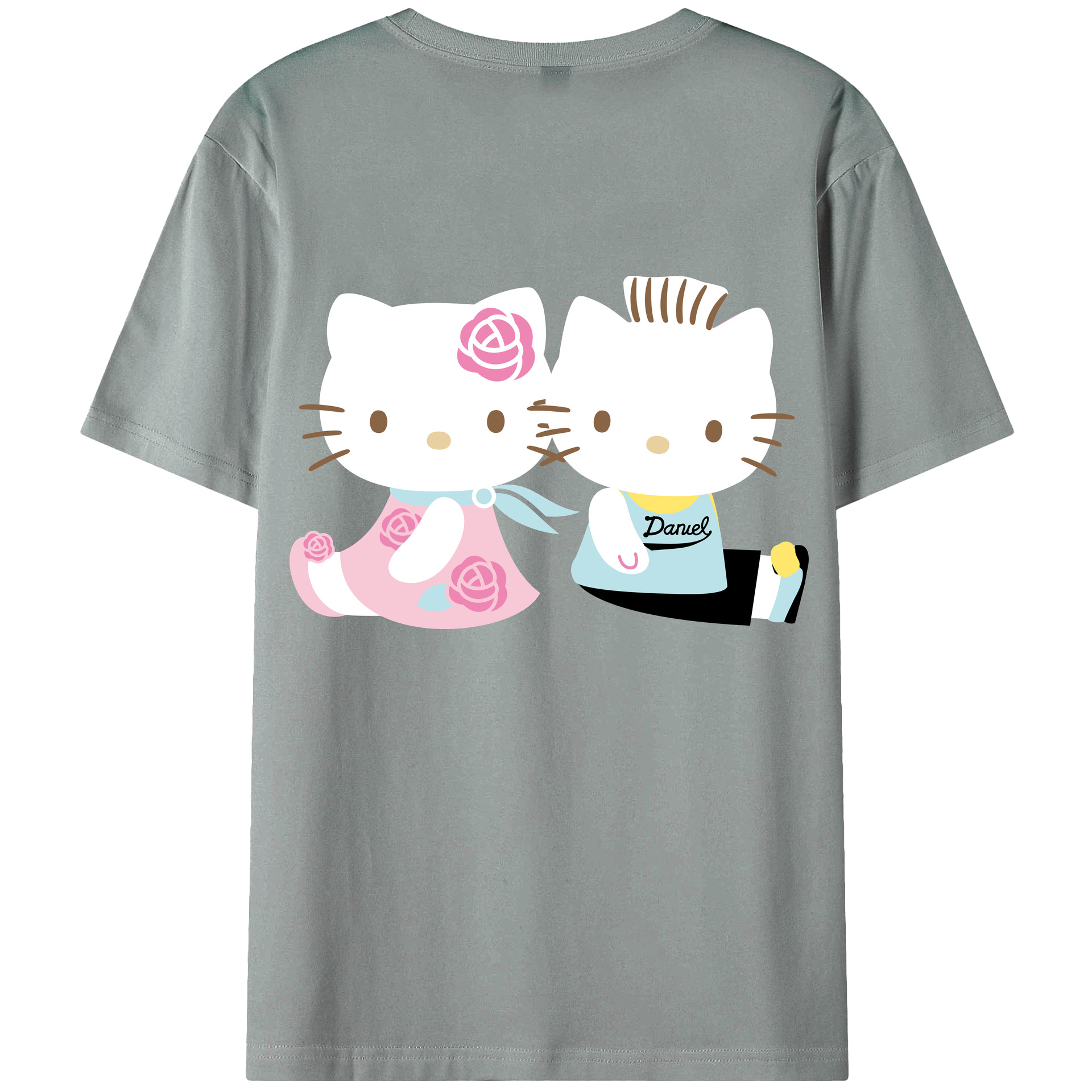 （画像用） Hello Kitty ハローキティ 綿100％ メンズ半袖Tシャツ（バックプリント） 通気性